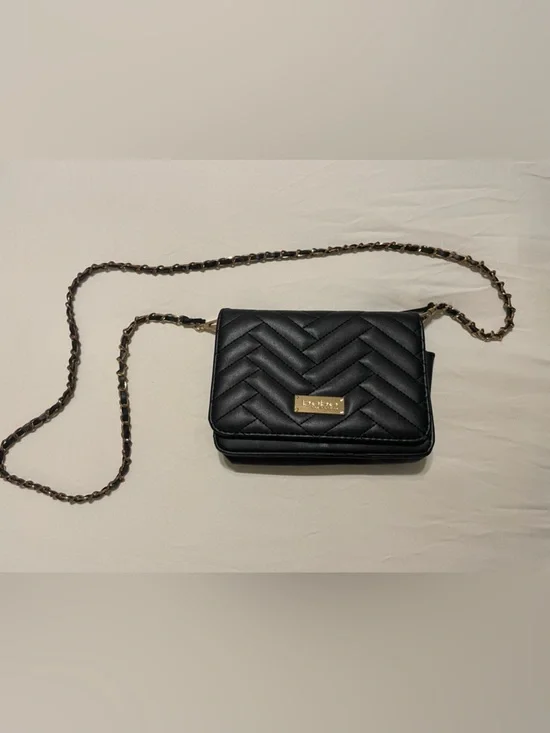 bebe Black Quilted Crossbody with Gold Plate - Picture 2 of 9